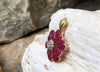 SJ1886 - Ruby with Diamond Flower Brooch/Pendant Set in 18 Karat Gold Settings