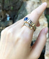JR13324Z - Cabochon Blue Sapphire & Diamond Serpent Ring Set in 18 Karat Gold Settings