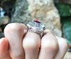 SJ1398 - Ruby with White Topaz and Diamond Ring Set in 18 Karat White Gold Settings