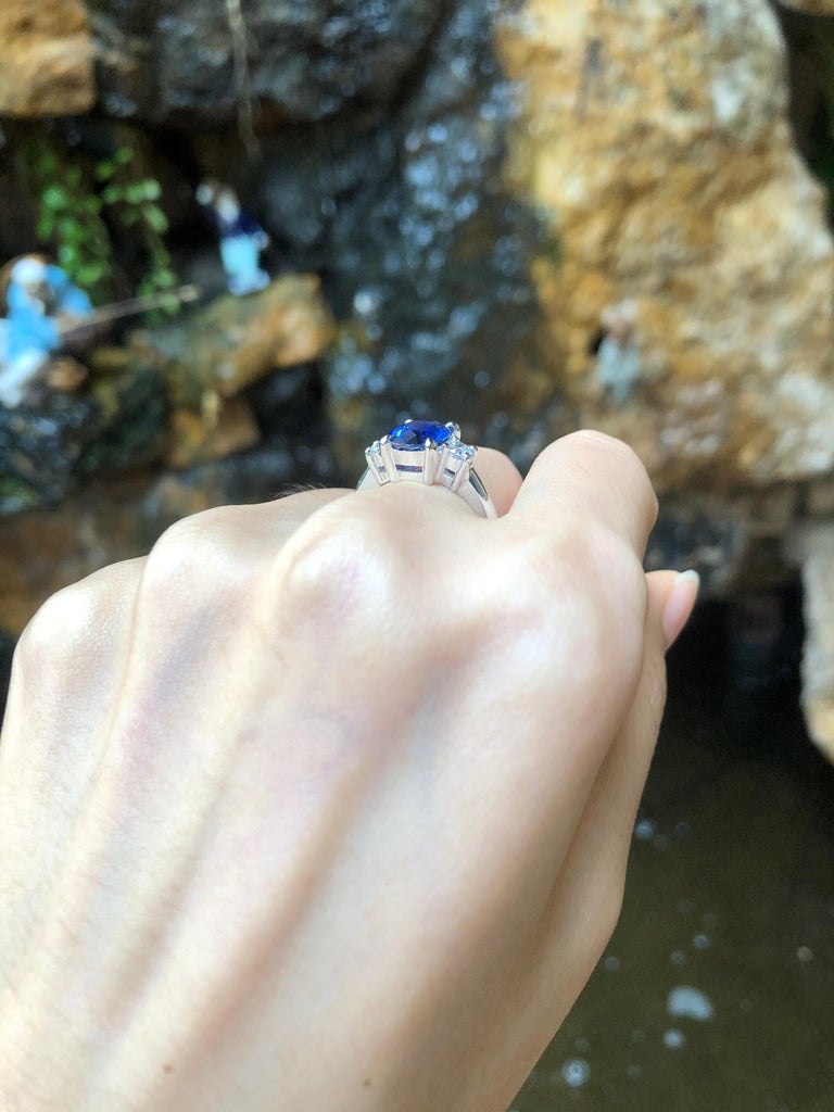SJ6119 - Certified Royal Blue Sapphire with Diamond Ring Set in Platinum 950 Settings