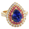 SJ2453 - Blue Sapphire, Pink Sapphire with Diamond Ring Set in 18 Karat Rose Gold Setting