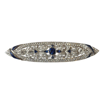 SJ2433 - Blue Sapphire with Diamond Brooch Set in 18 Karat White Gold Settings