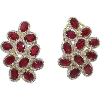 SJ2445 - Ruby with Diamond Earrings Set in 18 Karat Gold Setting