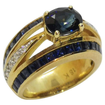 SJ6070 - Blue Sapphire with Diamond Ring Set in 18 Karat Gold Settings