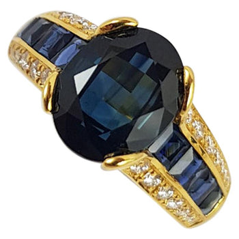 SJ6072 - Blue Sapphire with Diamond Ring Set in 18 Karat Gold Settings