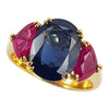SJ2591 - Blue Sapphire with Ruby Ring Set in 18 Karat Gold Settings