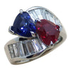 SJ1886 - GIA Certified Heart Shape Burmese Ruby, Sapphire with Diamond Ring in Platinum