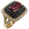 SJ2328 - Ruby with Diamond and Black Diamond Ring Set in 18 Karat Rose Gold Settings