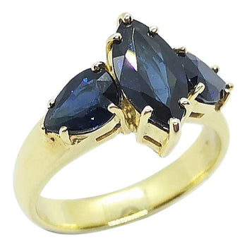 SJ2576 - Blue Sapphire with Blue Sapphire Ring Set in 18 Karat Gold Settings