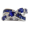 SJ2628 - Blue Sapphire with Diamond Ring Set in 18 Karat White Gold Settings