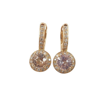 SJ2605 - Pink Sapphire with Brown Diamond Earrings Set in 18 Karat Rose Gold Settings