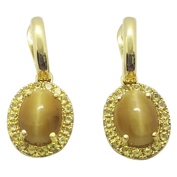 JE0020R - Tiger's Eye & Yellow Sapphire Earrings Set in 18 Karat Gold Setting