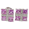 JE0086Q - Pink Sapphire & Diamond Earrings Set in 18 Karat White Gold Setting