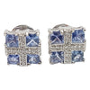 SJ2645 - Blue Sapphire with Diamond Earrings Set in 18 Karat White Gold Settings