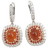 SJ2605 - Fire Opal with Orange Sapphire and Diamond Earrings Set in 18 Karat White Gold
