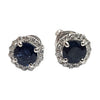 SJ2645 - Round Cut Blue Sapphire with Diamond Earrings Set in 18k White Gold Settings