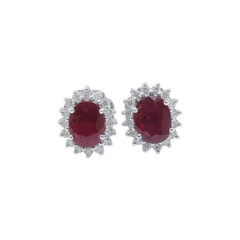 SJ2605 - Ruby with Diamond Earrings Set in 18 Karat White Gold Settings