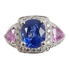 SJ6099 - Blue Sapphire with Pink Sapphire and Diamond Ring Set in 18 Karat White Gold