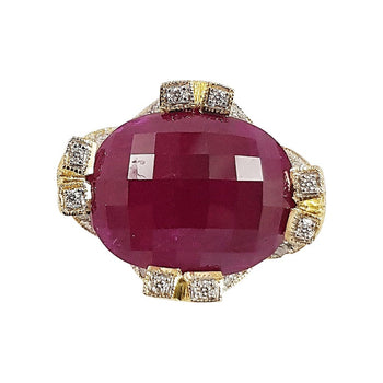 SJ2046 - Ruby with Diamond Ring Set in 18 Karat Gold Settings