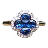 SJ2631 - Blue Sapphire with Diamond Clover Ring Set in 18 Karat Gold Settings
