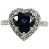 JR0582R - Heart Shape Blue Sapphire with Diamond Ring Set in 18 Karat White Gold Settings