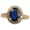 SJ2086 - Blue Sapphire with Diamond Ring Set in 18 Karat Gold Settings