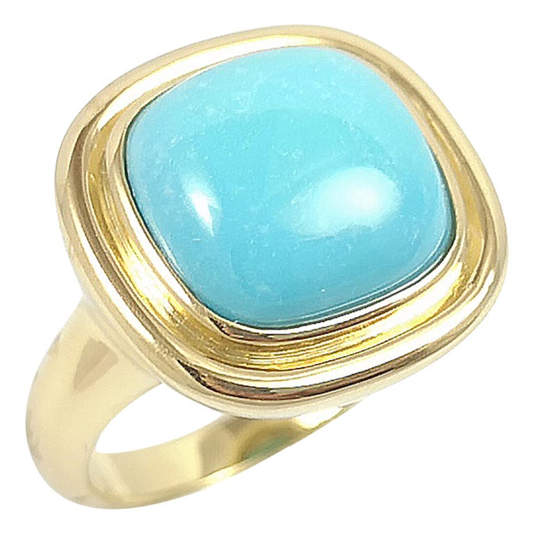 SJ2128 - Turquoise Ring Set in 18 Karat Gold Settings