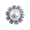 SJ6238 - Pearl with Blue Sapphire Ring Set in 18 Karat White Gold Settings