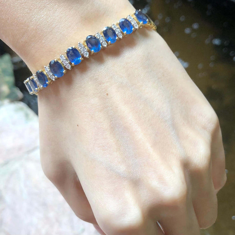 SJ6049 - Blue Sapphire with Diamond Bracelet Set in 18 Karat Gold Settings