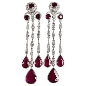 SJ6151 - Ruby with Diamond Earrings Set in 18 Karat White Gold Settings