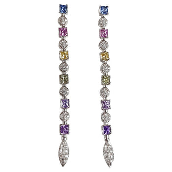 SJ2206 - Rainbow Color Sapphire with Diamond Earrings Set in 18 Karat White Gold Setting