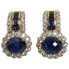 SJ2156 - Cabochon Blue Sapphire with Diamond and Blue Sapphire Earrings in 18 Karat Gold