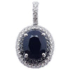 SJ2112 - Black Sapphire with Diamond and Black Diamond Pendant Set in 18 Karat White Gold