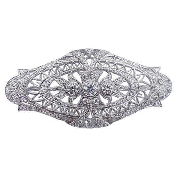 SJ1652 - Diamond Brooch Set in 18 Karat White Gold Settings