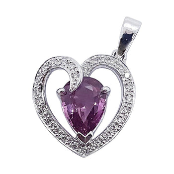 SJ2327 - Purple Sapphire with Diamond Heart Pendant Set in 18 Karat White Gold Settings