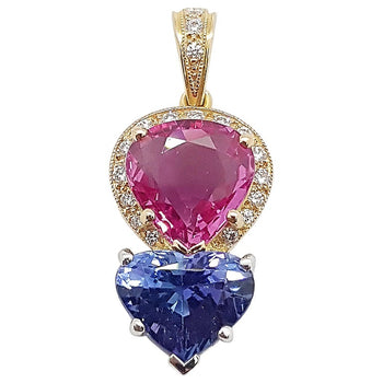 SJ2106 - Pink Sapphire, Tanzanite with Diamond Pendant Set in 18 Karat Rose Gold Settings