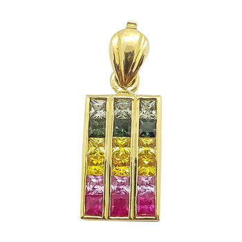 SJ2396 - Rainbow Colour Sapphire Pendant Set in 18 Karat Gold Settings