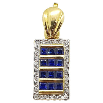 SJ2133 - Blue Sapphire with Diamond Pendant Set in 18 Karat Gold Settings