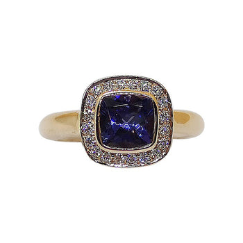 SJ6220 - Cushion Cut Tanzanite with Diamond Ring Set in 18 Karat Rose Gold Settings