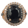 SJ6025 - Black Sapphire with Black Diamond and Diamond Rings Set in 18 Karat Rose Gold