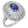 SJ6080 - Blue Sapphire with Diamond Ring Set in 18 Karat White Gold Settings