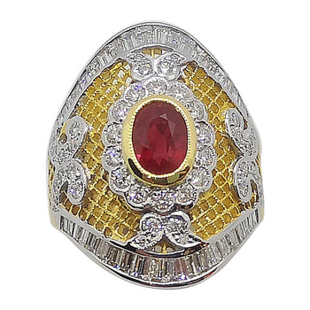 SJ1672 - Ruby with Diamond Ring Set in 18 Karat Gold Settings