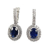 SJ6056 - Blue Sapphire with Diamond Earrings Set in 18 Karat White Gold Settings