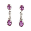 SJ6262 - Pink Sapphire with Diamond Dangling Earrings Set in 18 Karat White Gold Settings