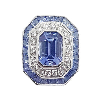 SJ2106 - Blue Sapphire with Diamond Pendant Set in 18 Karat White Gold Settings