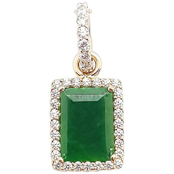 SJ2054 - Jade with Diamond Pendant Set in 18 Karat Rose Gold Settings