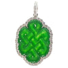 SJ2553 - Carved Jade with Diamond Love Knot Pendant Set in 18K White Gold Settings