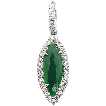 SJ6210 - Jade with Diamond Pendant Set in 18 Karat White Gold Settings