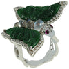 SJ2046 - Moonstone, Carve Jade, Cabochon Ruby, Diamond Butterfly Rings in 18K White Gold