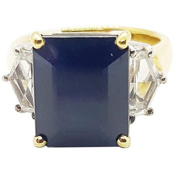 SJ6024 - Black Sapphire and White Sapphire Ring Set in 18 Karat Gold Settings